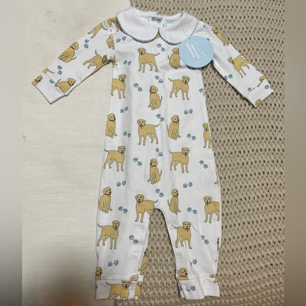 Little English 12 month Lab printed playsuit!